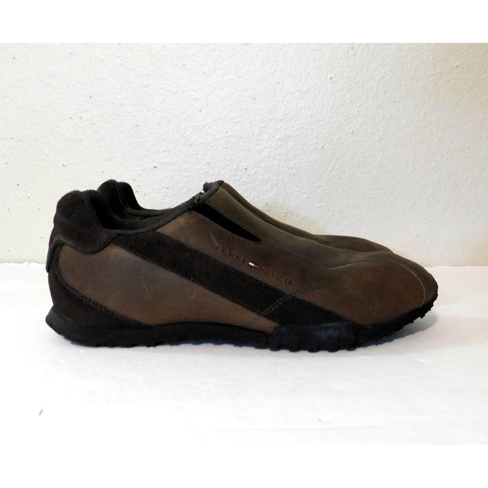 Tommy Hilfiger Leather Shoes Mens Size 10M Brown Slip-On Rubber Sole - Picture 5 of 10